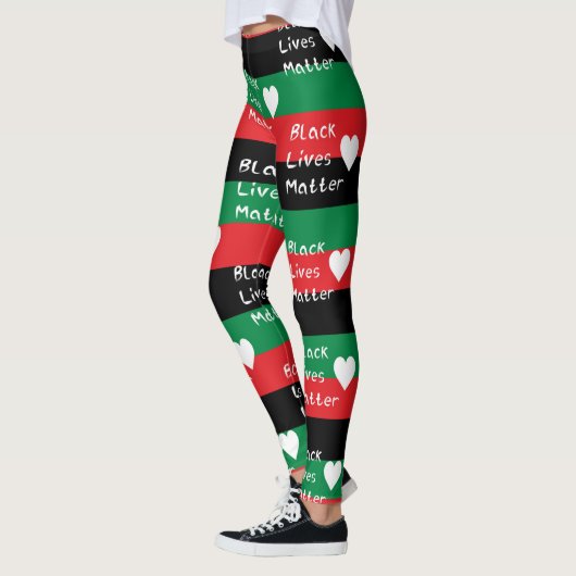 Zwarte levende materie pan-Afrikaans vlagwit hart Leggings (Links)