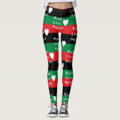 Zwarte levende materie pan-Afrikaans vlagwit hart Leggings (Voorkant)