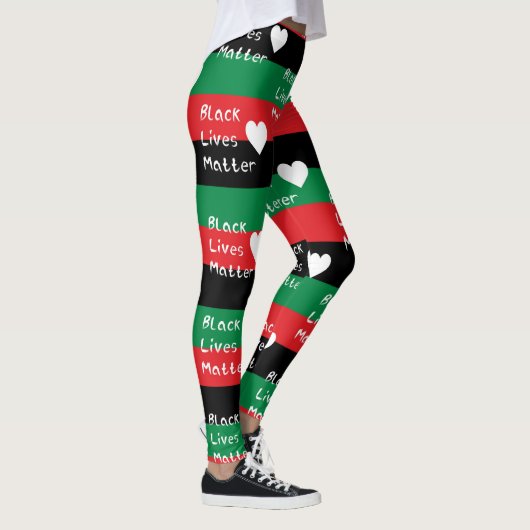 Zwarte levende materie pan-Afrikaans vlagwit hart Leggings (Rechts)