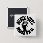 "ZWARTE LEVENS KWESTIE" VIERKANTE BUTTON 5,1 CM (Voorkant /achterkant)