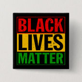 "ZWARTE LEVENS KWESTIE" VIERKANTE BUTTON 5,1 CM (Voorkant)