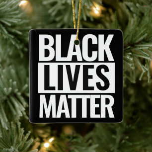 Zwarte levens zijn aangepast kerstmis keramisch ornament