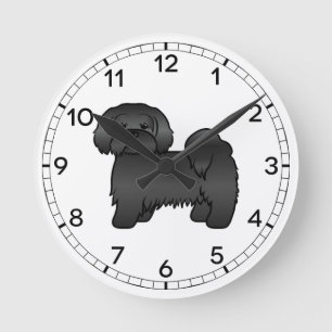 Zwarte Lhasa Apso Mopshond Cute Cartoon Honden Ill Ronde Klok