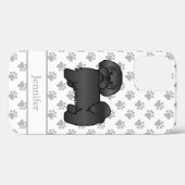 Zwarte Lhasa Apso Schattige Cartoon Hond & Naam Case-Mate iPhone Case (Achterkant (horizontaal))