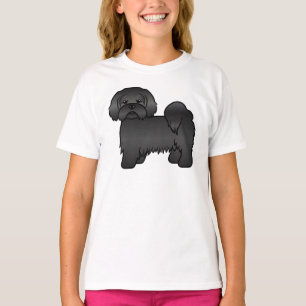 Zwarte Lhasa Apso Schattige Cartoonhond Illustrati T-shirt