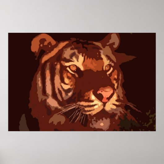 Zwarte Licht Tijger Gezicht Print Poster (Voorkant)