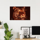 Zwarte Licht Tijger Gezicht Print Poster (Thuiskantoor)