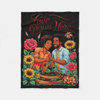 Zwarte Liefde Afro-Amerikaans Koppel Schets Valent Fleece Deken