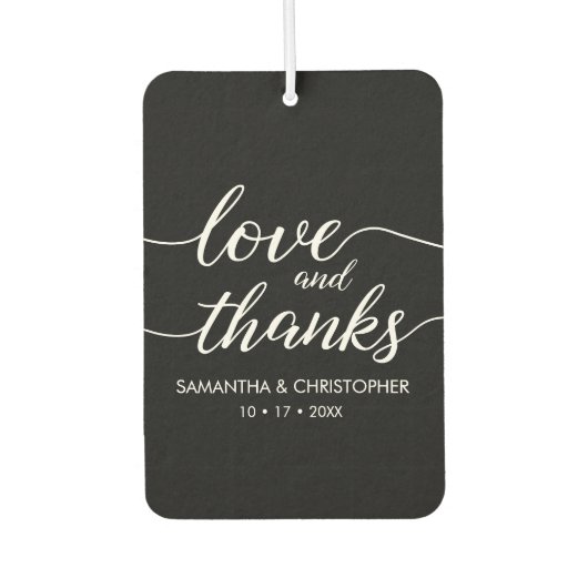 Zwarte Liefde en Bedankt Elegant script bruiloft A Luchtverfrisser (Voorkant)