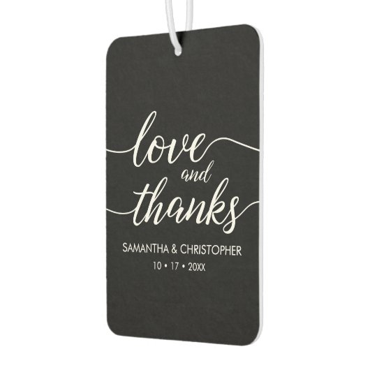 Zwarte Liefde en Bedankt Elegant script bruiloft A Luchtverfrisser (Links)