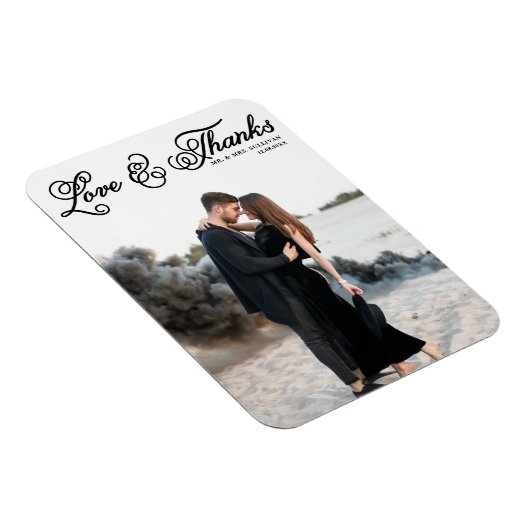 Zwarte Liefde en Bedankt  Script Fotobruiloft Magneet (Rechterzijde)