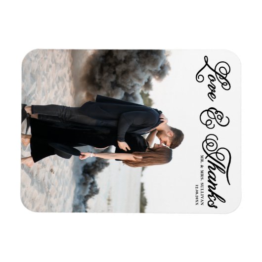 Zwarte Liefde en Bedankt  Script Fotobruiloft Magneet (Horizontaal)