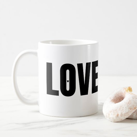 Zwarte liefde typografie koffiemok (Met donut)