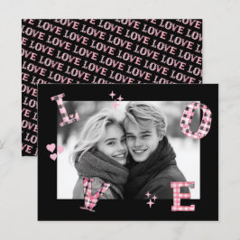 Zwarte LIEFDE Valentijnsdag Custom Foto's Briefkaart