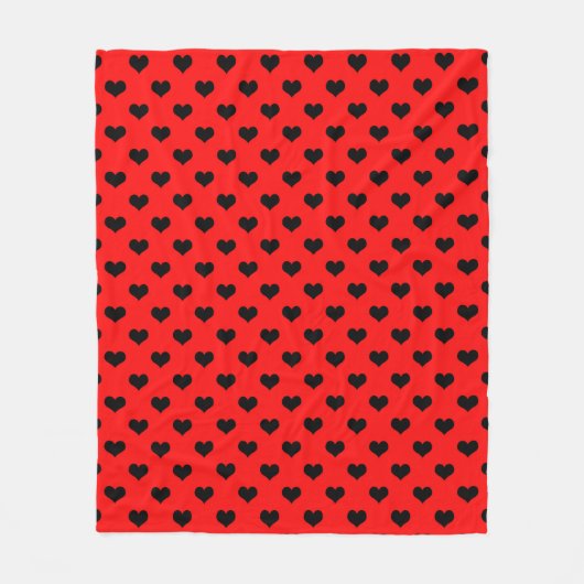 Zwarte Liefdeshart Op Rode Achtergrond  Fleece Deken (Voorkant)