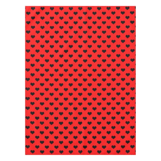 Zwarte Liefdeshart Op Rood Achtergrond Tafelkleed (Voorkant)