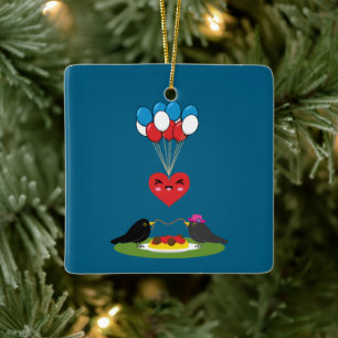 Zwarte Lier's Spaghetti Gehaktballen Valentijnsdat Keramisch Ornament