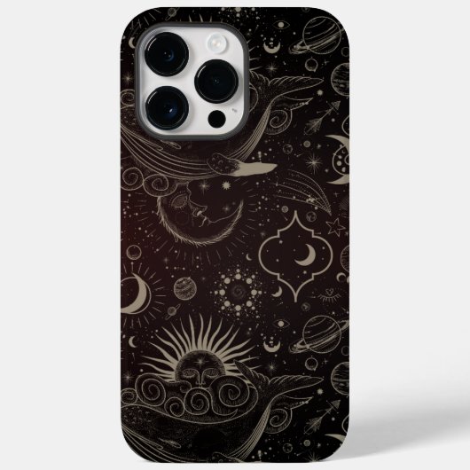 Zwarte lijn Art Illustrated Astrology Symbool Case-Mate iPhone Case (Achterkant)