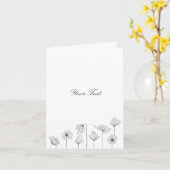 Zwarte lijn bloemen dank je wel wenskaart kaart (Gele Bloem)