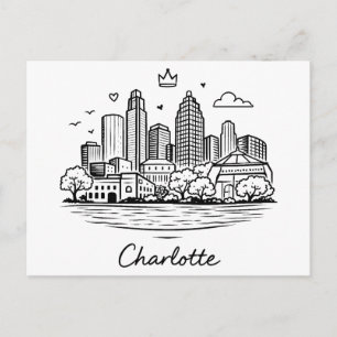 Zwarte lijn Charlotte illustratie Briefkaart