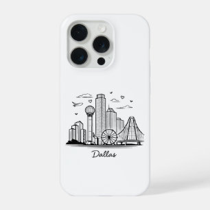 Zwarte lijn Dallas illustratie iPhone 15 Pro Case