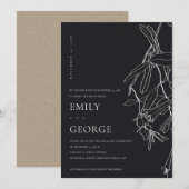 ZWARTE LIJN DIE FLORAAL TELT, HEBBEN WE DE KNOT IN BEDANKKAART (Voorkant / Achterkant)