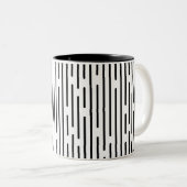 Zwarte Lijn Geometrisch Patroon Tweekleurige Koffiemok (Voorkant rechts)