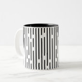 Zwarte Lijn Geometrisch Patroon Tweekleurige Koffiemok (Voorkant links)