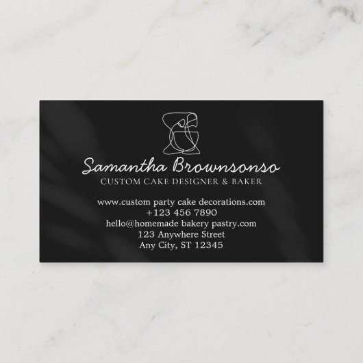 Zwarte lijn Homemade Food Bakery Cooker Visitekaartje (Achterkant)