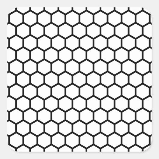 Zwarte lijn Honeycomb bijenkast Hexagonal Patroon Vierkante Sticker (Voorkant)
