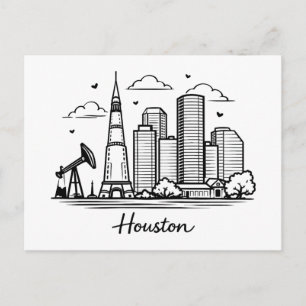 Zwarte lijn Houston illustratie Briefkaart