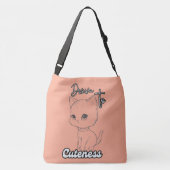 Zwarte lijn kitten tekenen voor de lol crossbody tas (Achterkant)
