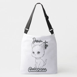 Zwarte lijn kitten tekenen voor de lol crossbody tas