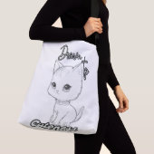 Zwarte lijn kitten tekenen voor de lol crossbody tas (Dichtbij)