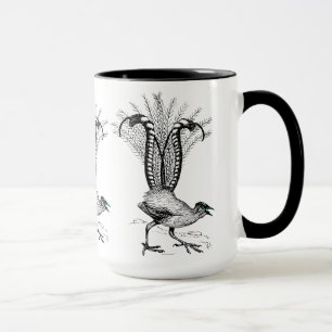 Zwarte lijn tekening - Lyre Bird Mok