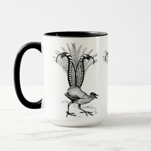 Zwarte lijn tekening - Lyre Bird Mok (Links)