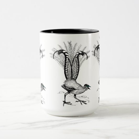 Zwarte lijn tekening - Lyre Bird Mok (Midden)