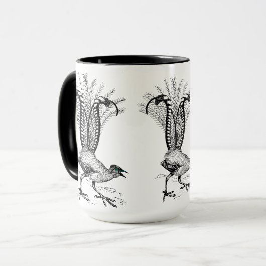 Zwarte lijn tekening - Lyre Bird Mok (Voorkant links)