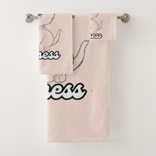 Zwarte lijn tekening van Sweet Kitten Bad Handdoek (Insitu)