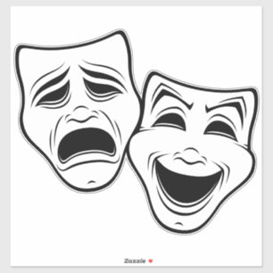 Zwarte lijn van Comedy en tragedie Theater Sticker