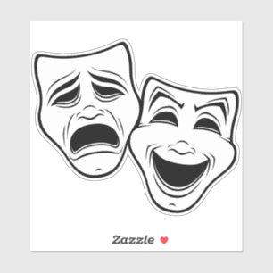 Zwarte lijn van Comedy en tragedie Theater Sticker