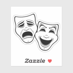 Zwarte lijn van Comedy en tragedie Theater Sticker