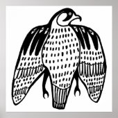 Zwarte lijn van Fierce Falcon op wit tekenen Poster (Voorkant)