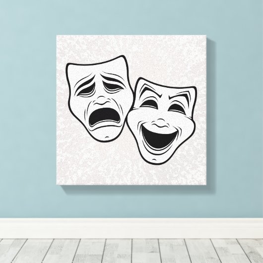 Zwarte lijn voor comedy- en tragedie-theater canvas afdruk (Insitu (Houten vloer))