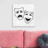 Zwarte lijn voor comedy- en tragedie-theater canvas afdruk (Insitu (Woonkamer))