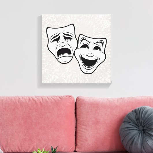 Zwarte lijn voor comedy- en tragedie-theater canvas afdruk (Insitu (Woonkamer))