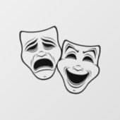 Zwarte lijn voor comedy- en tragedie-theater raamsticker (Vel)