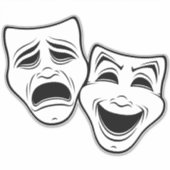 Zwarte lijn voor comedy- en tragedie-theater sticker (Voorkant)