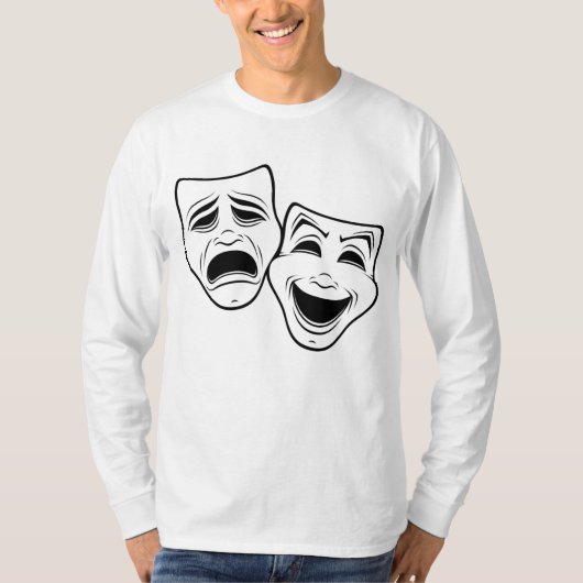 Zwarte lijn voor comedy- en tragedie-theater t-shirt (Voorkant)