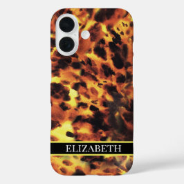 Zwarte Lijn Witte Lettertype Jouw Naam Schildpad iPhone 16 Hoesje